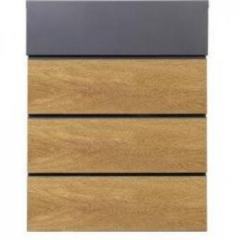 Phoenix Top Loading Parcel Box Graphite Grey & Wood Effect with Key Lock