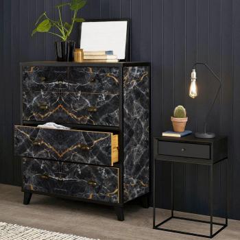 Sticker Mosaïque Marbre Luxe Noir-Blanc-Doré 60 cm × 90 cm