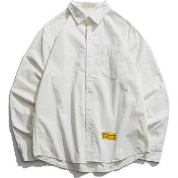 Men's Turn-down Collar Long Sleeve Shirt with Pocket