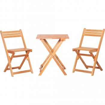 Outsunny Set Tavolo e Sedie Pieghevoli 3 Pezzi in Legno, Teak