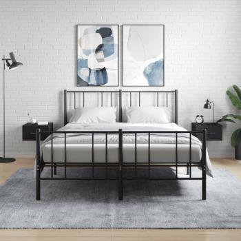 VidaXL Nachttisch Set 2 Wand-Nachttische Schwarz 35x35x20 cm