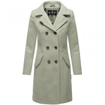 Marikoo Kurzmantel Nanakoo – edler Damen Trenchcoat, Wollmantel‑Optik, Grün, S