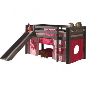Vipack PICOHSGB1573 Spielbett mit Rutsche und Pink Flower Bettwäsche – 210 x 114 × 218 cm