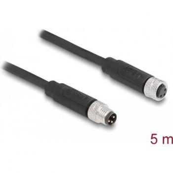 M8 3-PIN connectorkabel, A-gecodeerd, 5 m, TPU, man naar vrouw