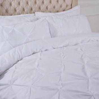 Highams Diamond Pintuck Duvet Cover with Pillowcase