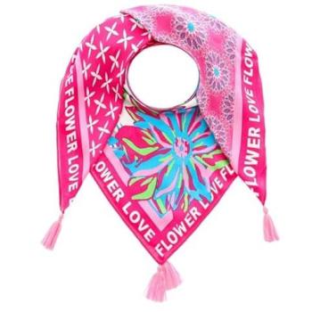 Zwillingsherz Flower Love – Neonrosa Vierecksmodetuch