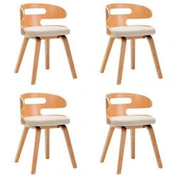 VidaXL Sedie da Pranzo 4 pz in Legno Curvato e Materiale Sintetico Crema