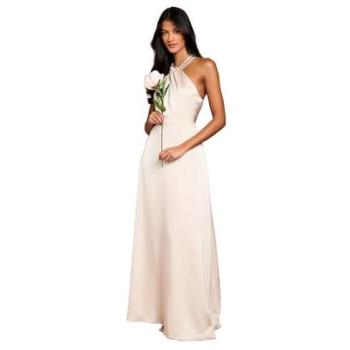 Honoured Champagne Halterneck Maxi Bridesmaid Dress – Coast Style