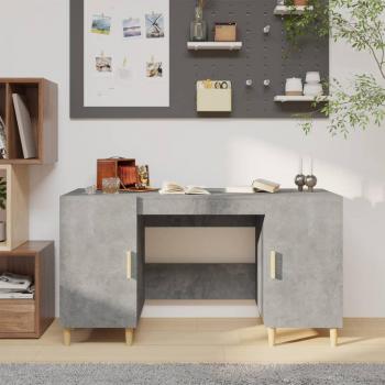 JINLEFU Smoked Oak Desk 140x50x75 cm Engineered Wood
