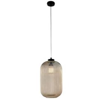 BONETTI ILLUMINA Schwarze Eisenhängeleuchte mit einstellbarem Kabel, diffusivem geblähtem Amber