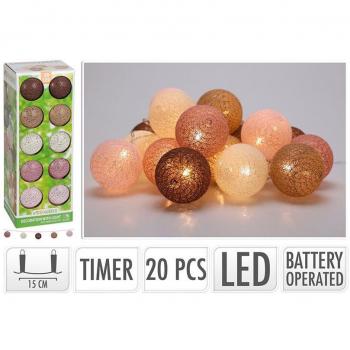 Série lumineuse en boules de coton roses Pro Garden