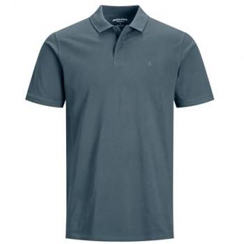 Jack & Jones Polo Shirt „JJEBASIC POLO“ – unifarbenes Herrenmodell, Größe S, grau (stormy weather)