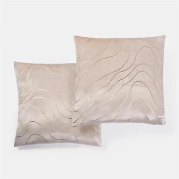 Foil Champagne Metallic Wave Cushions – Natural, 45x45cm