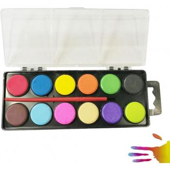 12 Color Watercolor Paint Set with Brush
