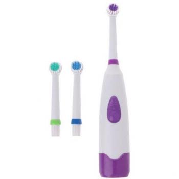 1Pc Waterproof Rotating Electric Toothbrush with 3 Brush Heads for All Ages