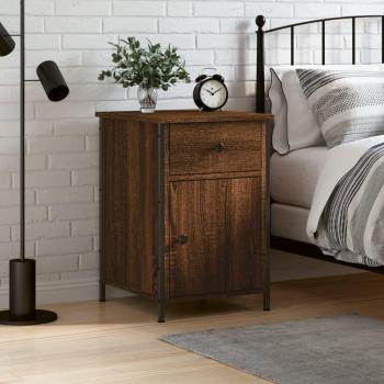 VidaXL Industrial Style Bedside Cabinet in Brown Oak, 40x42x60 cm, Engineered Wood with Iron Frames, Adjustable Features, Ample Storage Space