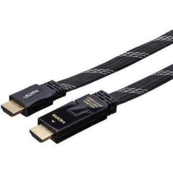 Cable HDMI plat BigBen 3 m noir, 4K, Ethernet, double blindage, rotation 180°
