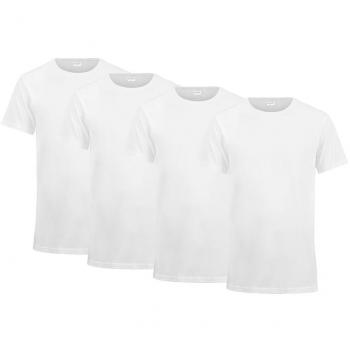 Coton 3XL pack 4 t-shirts extra long Blanc Col Rond