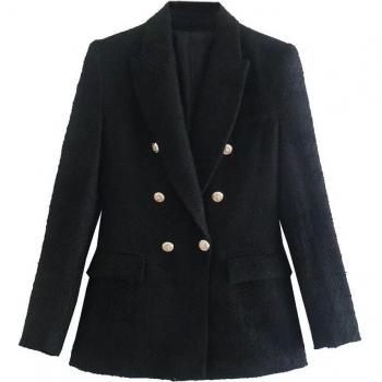 Chaqueta de blazer para mujer, manga larga, texturizada, con solapa y bolsillos
