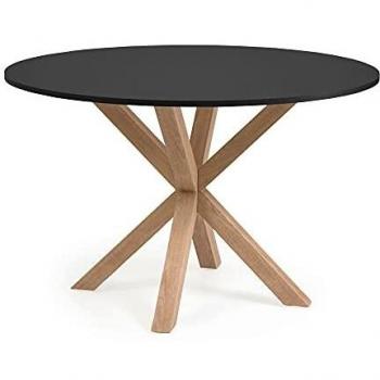 Mesa Argo DM Ø 120 cm Lacada Negra con Patas de Acero