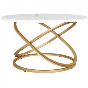 Tavolino da caffè Calgary, 79.5 x 46 cm, Bianco/Oro