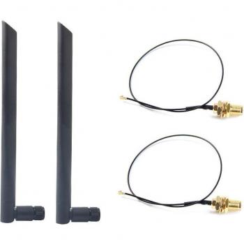 Antena Wifi de banda dual 6Dbi con conector RP-SMA y cable MHF4 para NGFF M.2