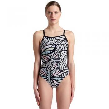 Arena Graphic Butterflies One Piece Damen Badeanzug schwarz/weiß/beige