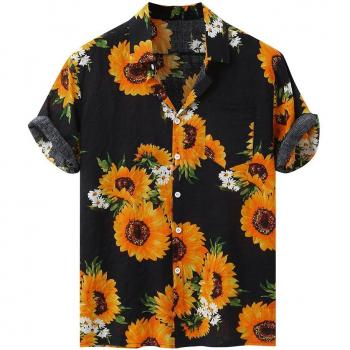 Loose Fit Plus Size Sunflower Hawaiian Tee