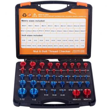 Eosnow Boîte à outils de vérification d’écrou/boulon en acier au carbone – jauge d’identification (44 pièces)