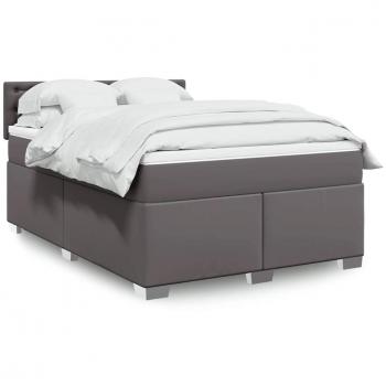 VidaXL Boxspringbett Kunstleder Grau 140x190 cm