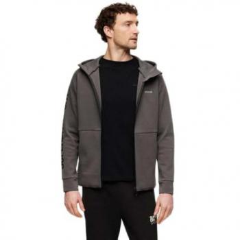 Sudadera con capucha Superdry Sport Tech Logo Full Zip gris oscuro para hombre, talla L, con logotipo y diseño suelto