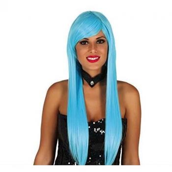 Peluca de Fiesta Melena Lisa Azul Cielo