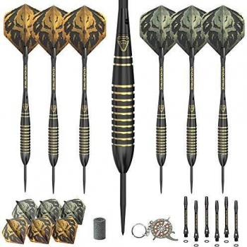 Champion Darts Pack – 6 Black Steel Tips with Standard/Slim Flights