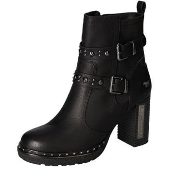 Plateaustiefelette MUSTANG SHOES Gr. 38, schwarz, Damen, Lederimitat, Schuhe, Stiefelette, Bikerboots mit Innenreißverschluss