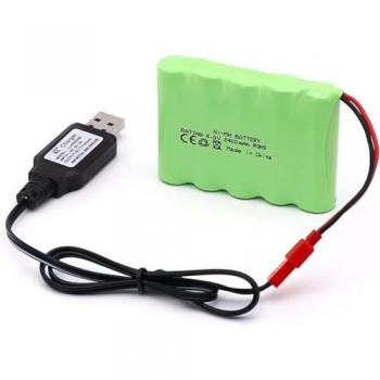 Batteria Yunique 2400mAh Ni‑MH 6V AA con Spina JST e Caricamento USB, Verde