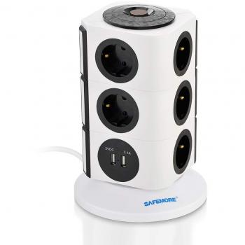 SAFEMORE Multiprise 11 Prises et 2 Ports USB