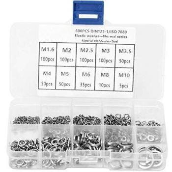 Assorted Stainless Steel Elastic Washer Pack – 600 Units, M1.6 to M10 Size Range