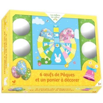 6 oeufs de Pâques et un panier à décorer