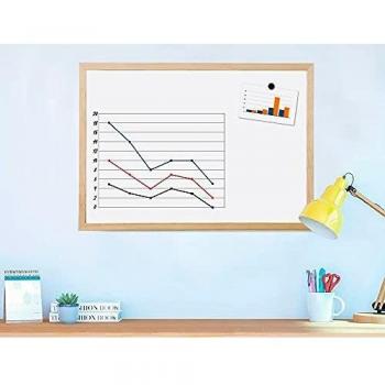 Pizarra blanca 40x30 cm con marco de madera