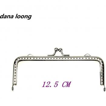 Square Silver Purse Frame with Kiss Clasp Lock, 1 Piece, DIY Bag Accessories, 8.5/10.5/12.5/15.5/18 CM