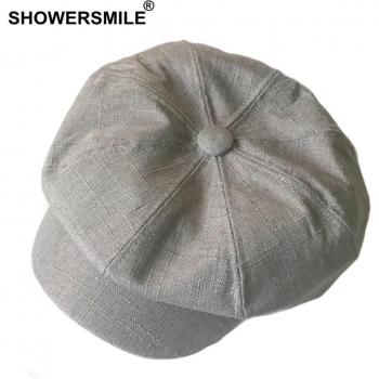 SHOWERSMILE Unisex Linen Newsboy Cap