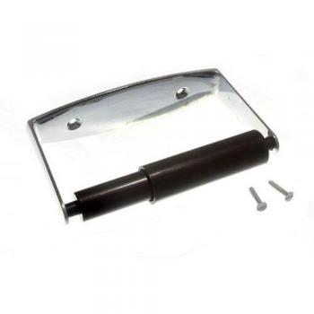 Metal Chrome Toilet Roll Holder with Black Spring Roller & Screws