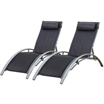 Transats en textilène gris Galapagos