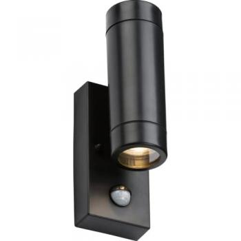 Knightsbridge Eamon 230V IP44 GU10 Up/Down Wall Light with PIR