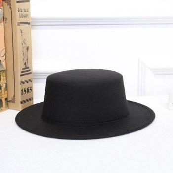 Women’s Casual Cotton Felt Flat Top Hat