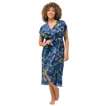 Wickel-Kaftan für Damen, große Größen, blau, Viskose, Ulla Popken