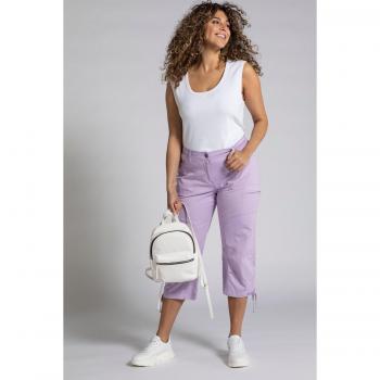 Pantaloni 7/8 cargo elasticizzati, donna, viola, taglia 56