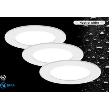 Ensemble de Lampes LED Encastrées Briloner, 7W, 600lm, IP44, Blanc