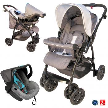 Poussette bébé 4 roues combiné 2en1