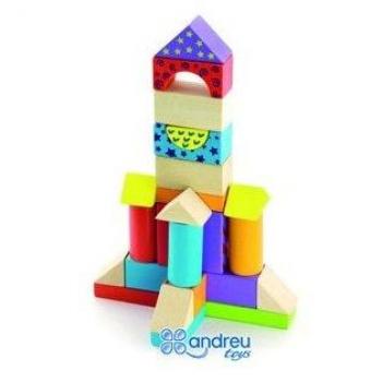Juego andreutoys bloques maderas 100 piezas 22,5x22 cm